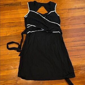 Ashley Stewart Elegant Black and Cream Dress